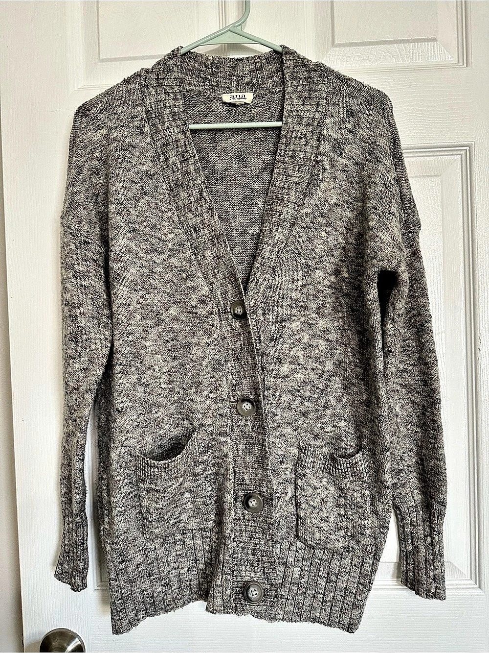 ana Gray Brown Knit Cardigan Like New